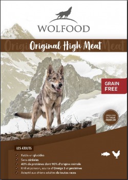 Croquettes pour chien WOLFOOD ORIGINAL high meat poulet grand chien adulte
