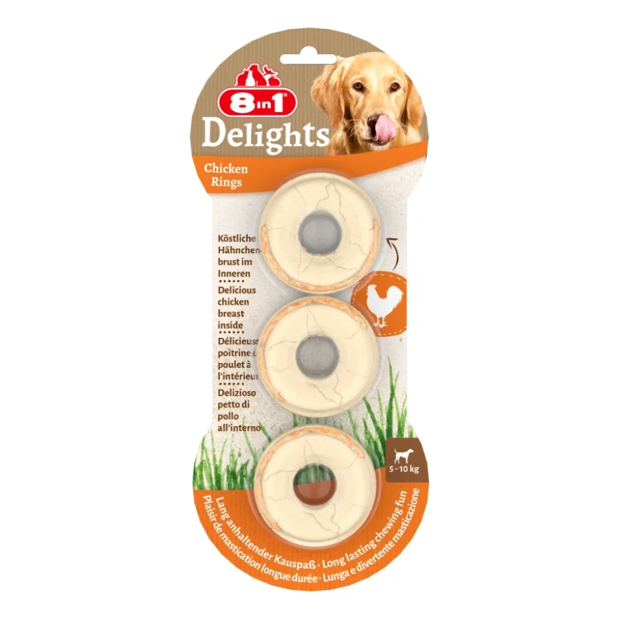 8in1 8 en 1 Delights anneaux à mâcher à la viande de poulet 3 pcsx3