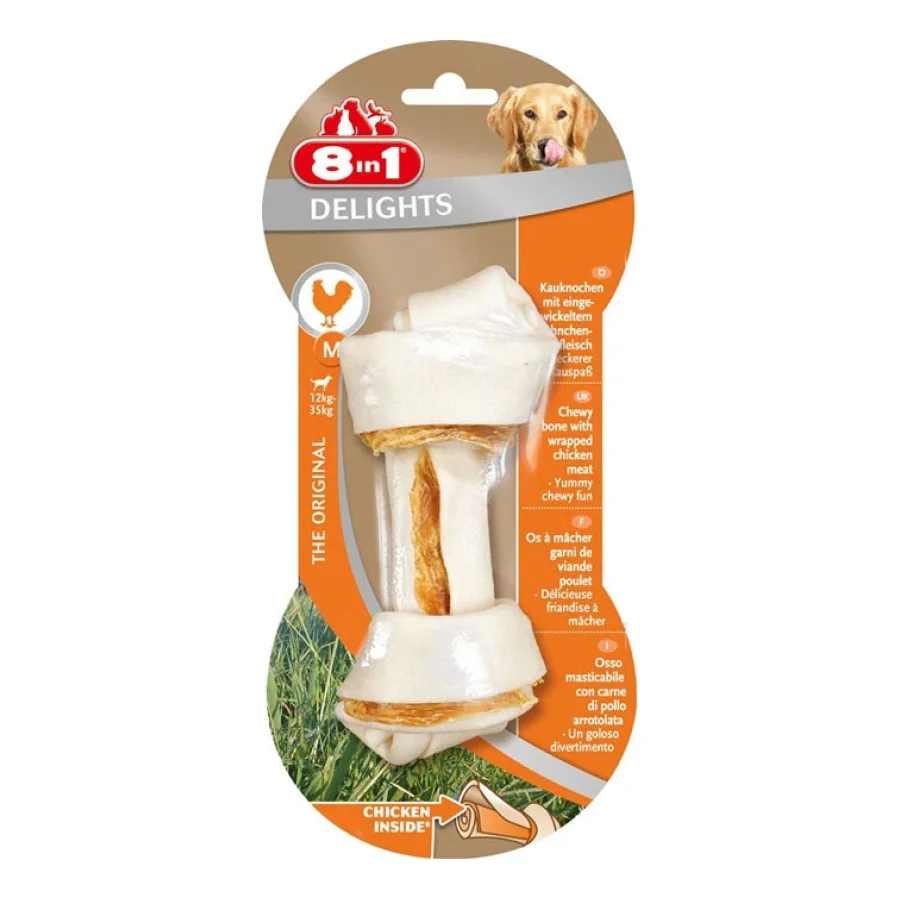 8in1 Delights Os à mâcher viande de poulet M 6x1 pcs