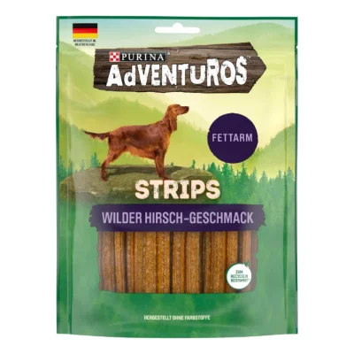 Adventuros Friandises PURINA Strips pour chiens au goût de cerf allégées en matières grasses 6 x 90 g