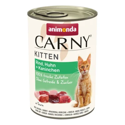 animonda Carny nourriture humide chaton Bœuf, poulet et lapin 12x400 g