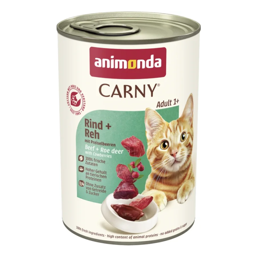 animonda Carny nourriture humide pour chat Adulte 6x400 g Bœuf, chevreuil et airelles