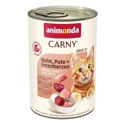 animonda Carny nourriture humide pour chat Adulte 6x400 g Cœurs de poulet, dinde et de canard