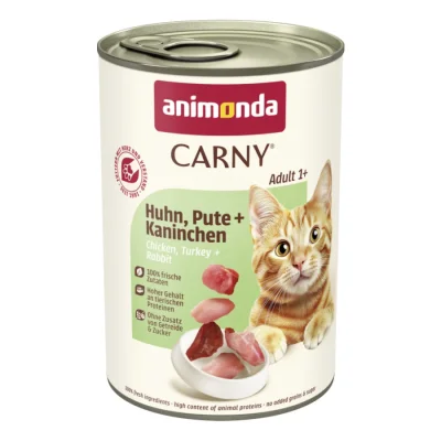 animonda Carny nourriture humide pour chat Adulte 6x400 g Poulet, dinde et lapin