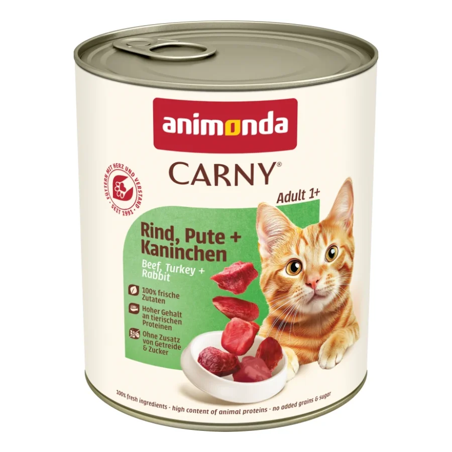 animonda Carny nourriture humide pour chat adulte Bœuf, dinde et lapin 12x800 g