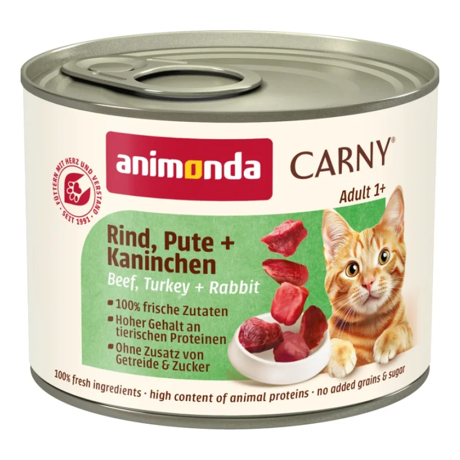 animonda Carny nourriture humide pour chat adulte Bœuf, dinde et lapin 24x200 g