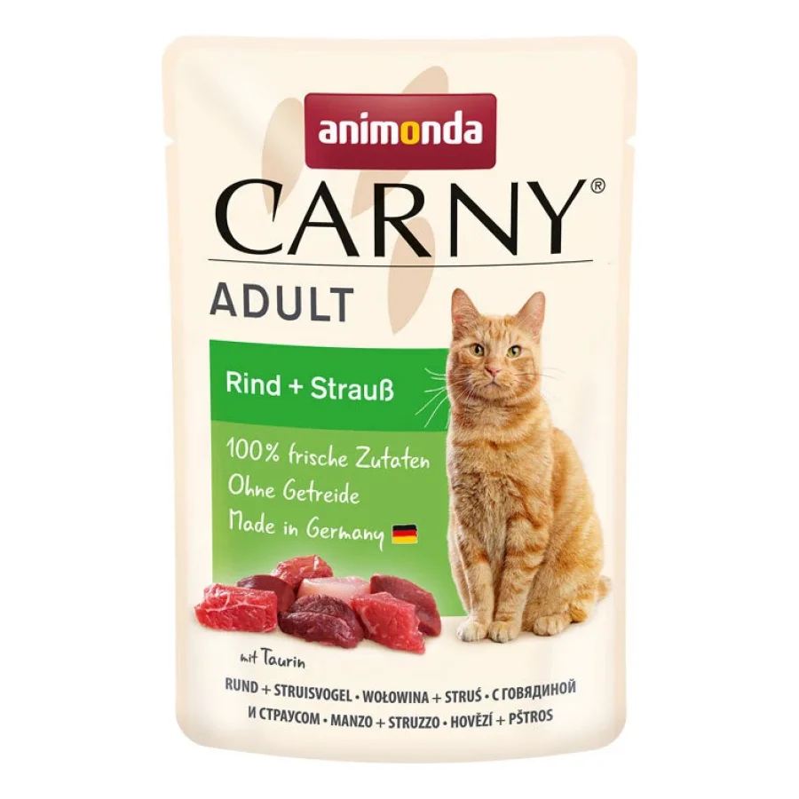 animonda Carny nourriture humide pour chat adulte Bœuf et autruche 24x85 g