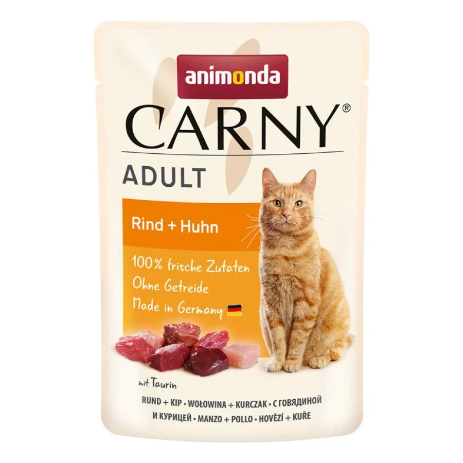 animonda Carny nourriture humide pour chat adulte Bœuf et poulet 48x85 g