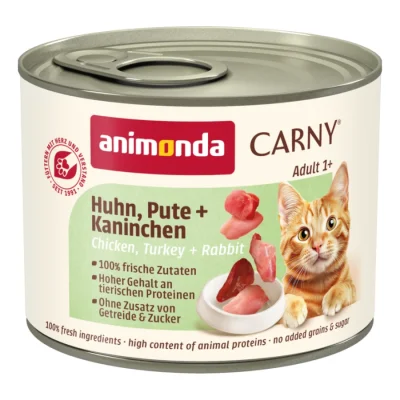 animonda Carny nourriture humide pour chat adulte Poulet, dinde et lapin 6x200 g