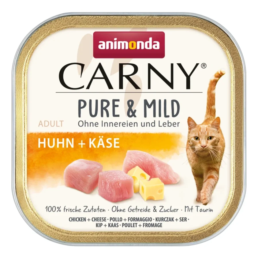 animonda Carny Nourriture humide pour chat Adulte, Pure et Doux 32x100 g Poulet et fromage