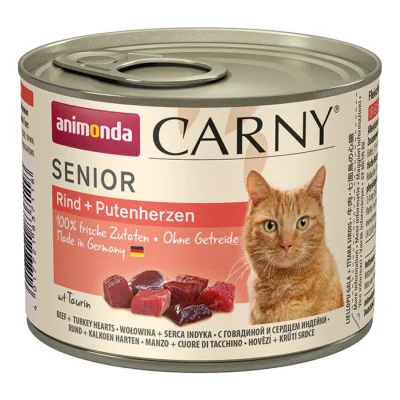 animonda Carny nourriture humide pour chat senior Bœuf et cœurs de dinde 6x200 g