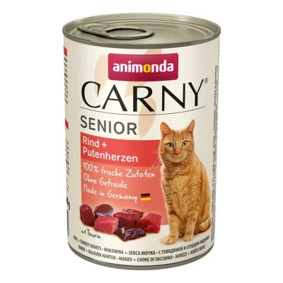 animonda Carny nourriture humide pour chat, Senior Bœuf et cœurs de dinde 6x400 g