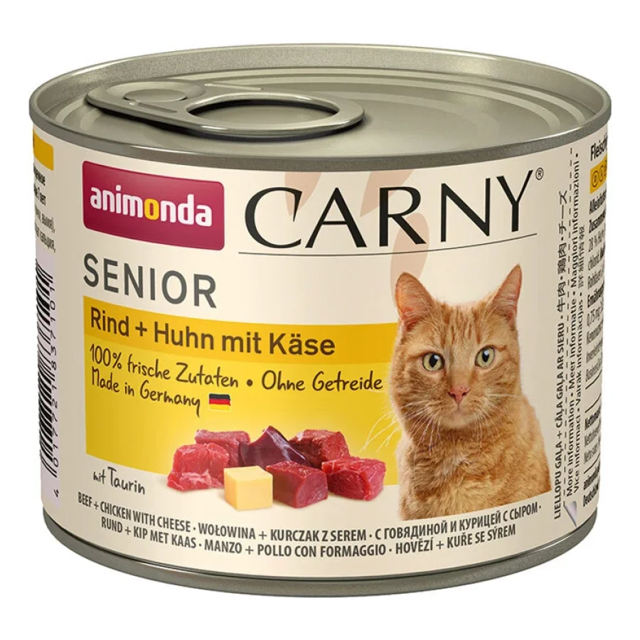 animonda Carny nourriture humide pour chat senior Bœuf et poulet au fromage 24x200 g