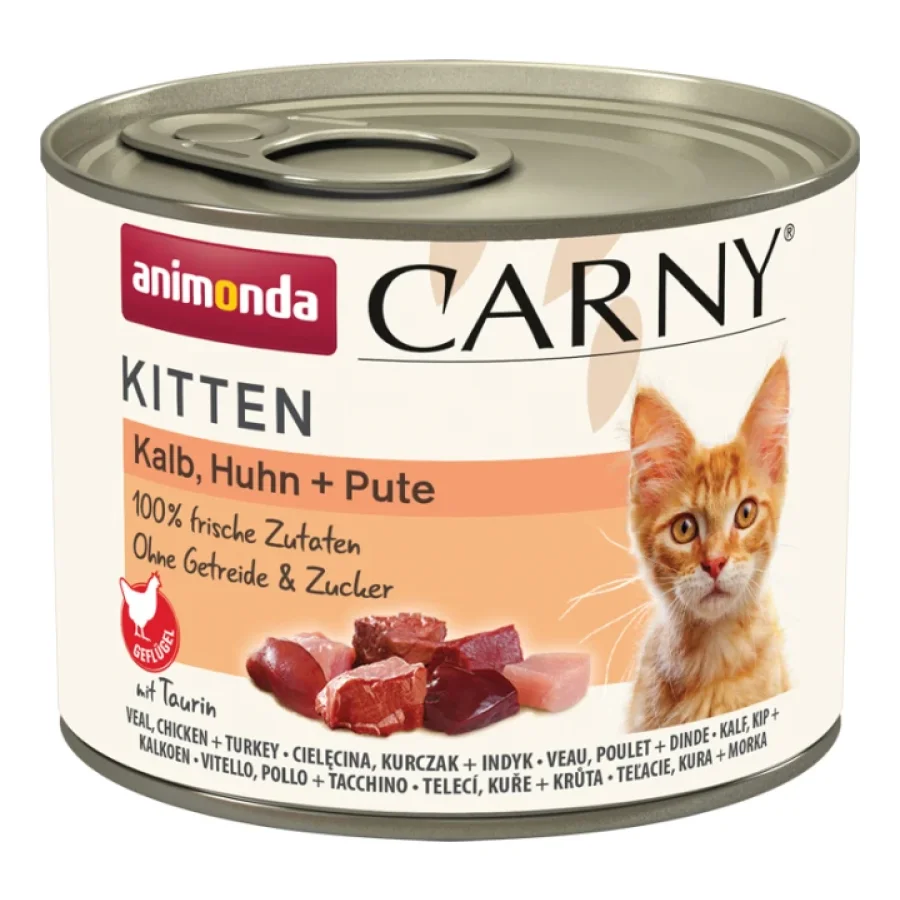 animonda Carny nourriture humide pour chatons Veau, poulet et dinde 24x200 g