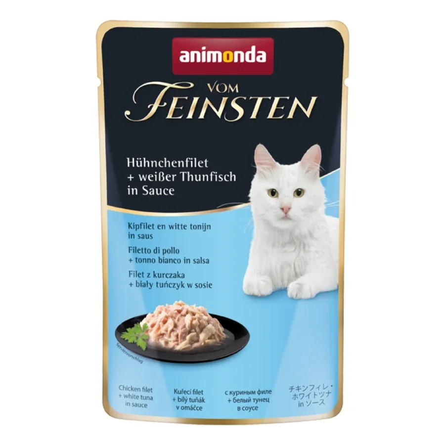 animonda Vom Feinsten 18 x 50 g avec filet de poulet et thon blanc, En sauce