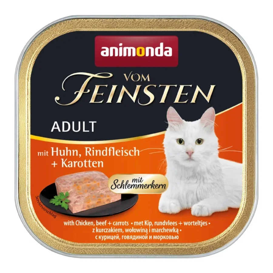 animonda vom Feinsten Adult avec cœur gourmand 32 x 100 g Poulet, bœuf et carotte 32x100 g
