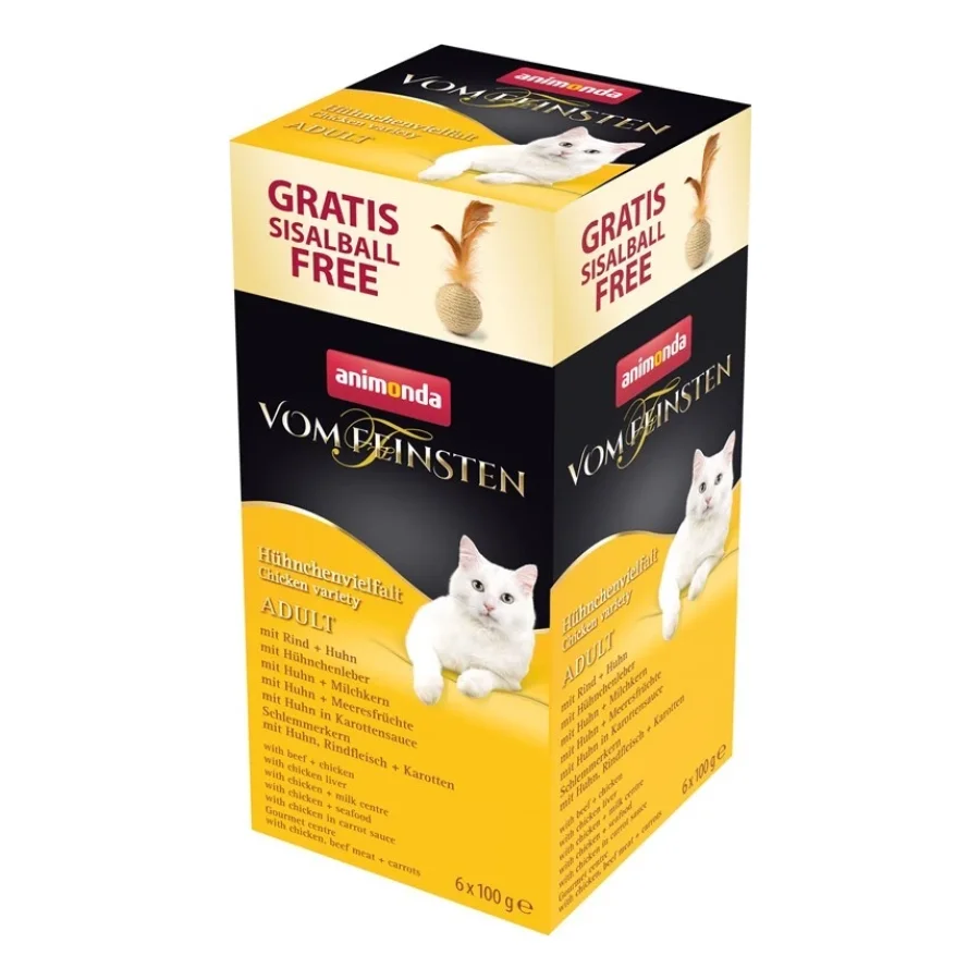 animonda Vom Feinsten Adult Mixpack Poulet + boule de sisal gratuite 6x100g