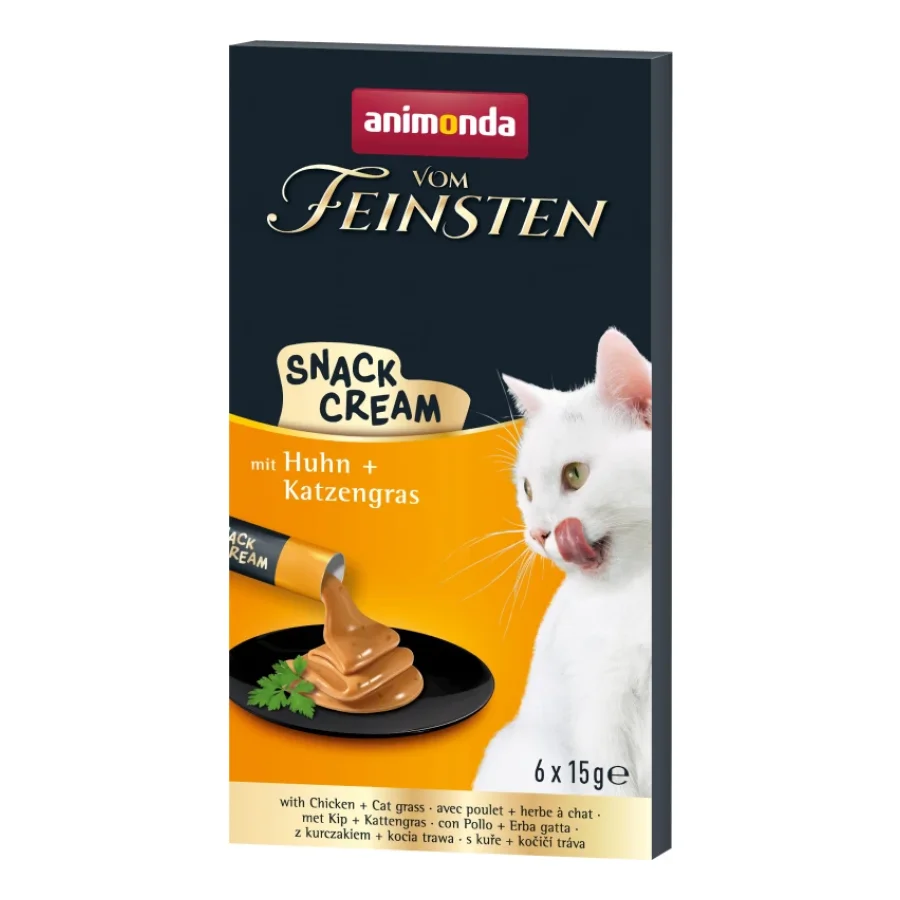 animonda Vom Feinsten Adult Snack-Cream 11 x 6 x 15 g Poulet et herbe aux chats