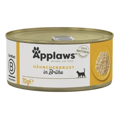 Applaws Nourriture humide chat adulte en bouillon Poitrine de poulet 24x70 g