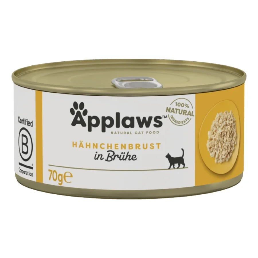 Applaws Nourriture humide chat adulte en bouillon Poitrine de poulet 48x70 g