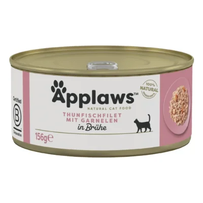 Applaws nourriture humide pour chat adulte en bouillon Thon aux crevettes 24x156 g