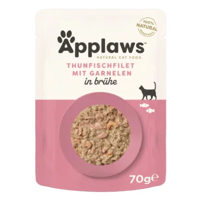 Applaws nourriture humide pour chat adulte Filet de thon & crevettes du Pacifique 48x70 g