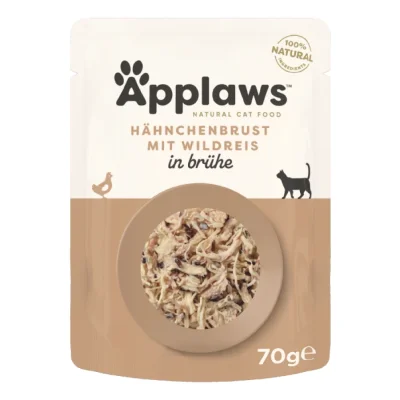 Applaws nourriture humide pour chat adulte Poitrine de poulet et riz sauvage 48x70 g