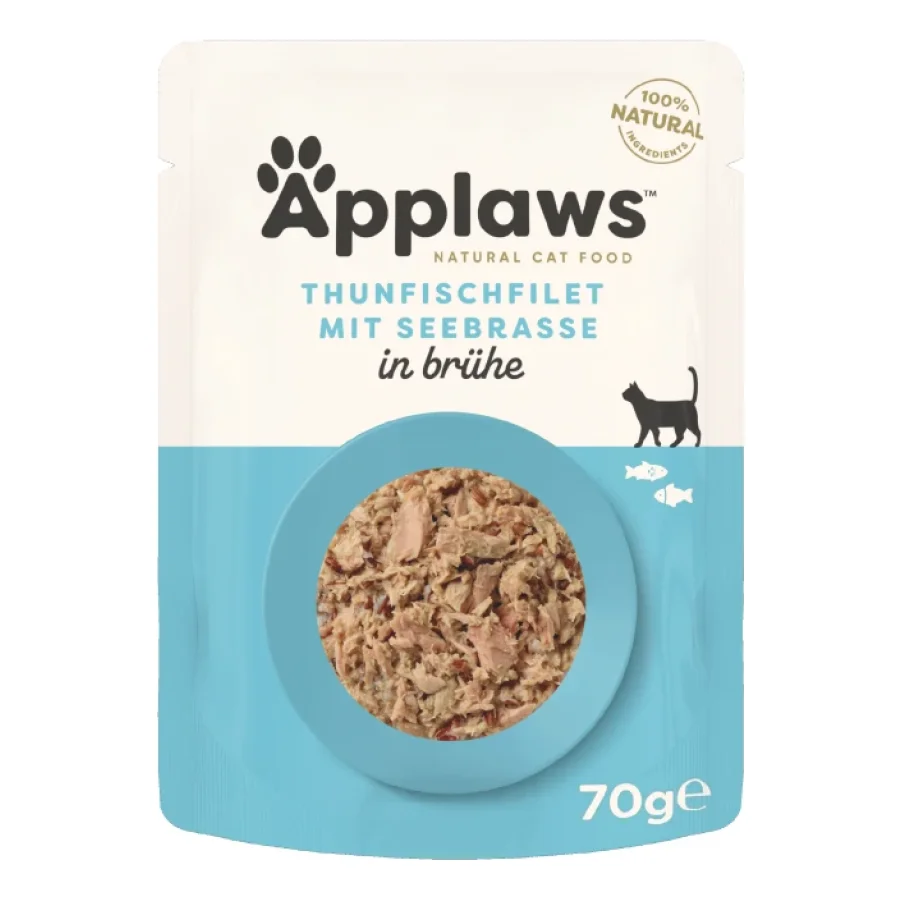 Applaws nourriture humide pour chat adulte Thon et daurade 12x70 g