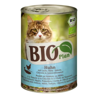 BIOPlan Adult Poulet au saumon, au millet, à la tomate, à la chicorée et à l'huile de tournesol 24x400 g