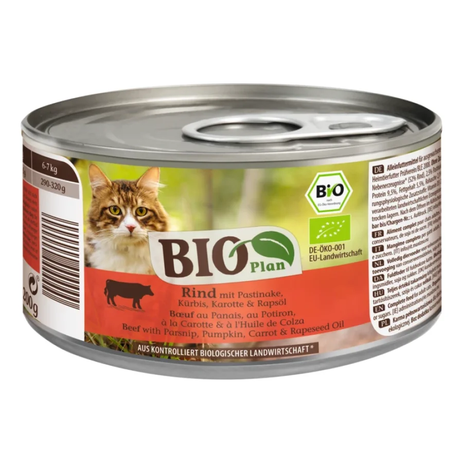 BIOPlan Adulte Bœuf au panais, au potiron, à la carotte et à l’huile de colza 12x200 g