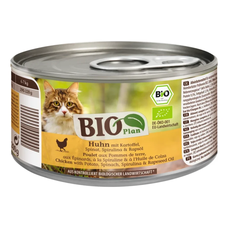 BIOPlan Adulte Poulet aux pommes de terre, aux épinards, à la spiruline et à l'huile de colza 6x200 g
