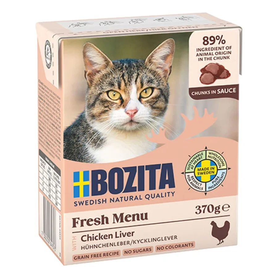 BOZITA nourriture humide pour chat, adulte, morceaux en sauce Foie de poulet 6x370 g