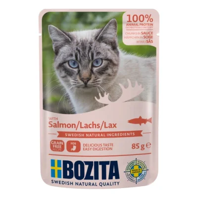BOZITA Sachet de bouchées en sauce 12 x 85 g Saumon