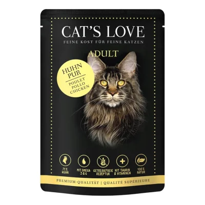 CAT'S LOVE Amour de Chat Nourriture Humide Chat Adulte en Gelée Pur poulet 24x85 g