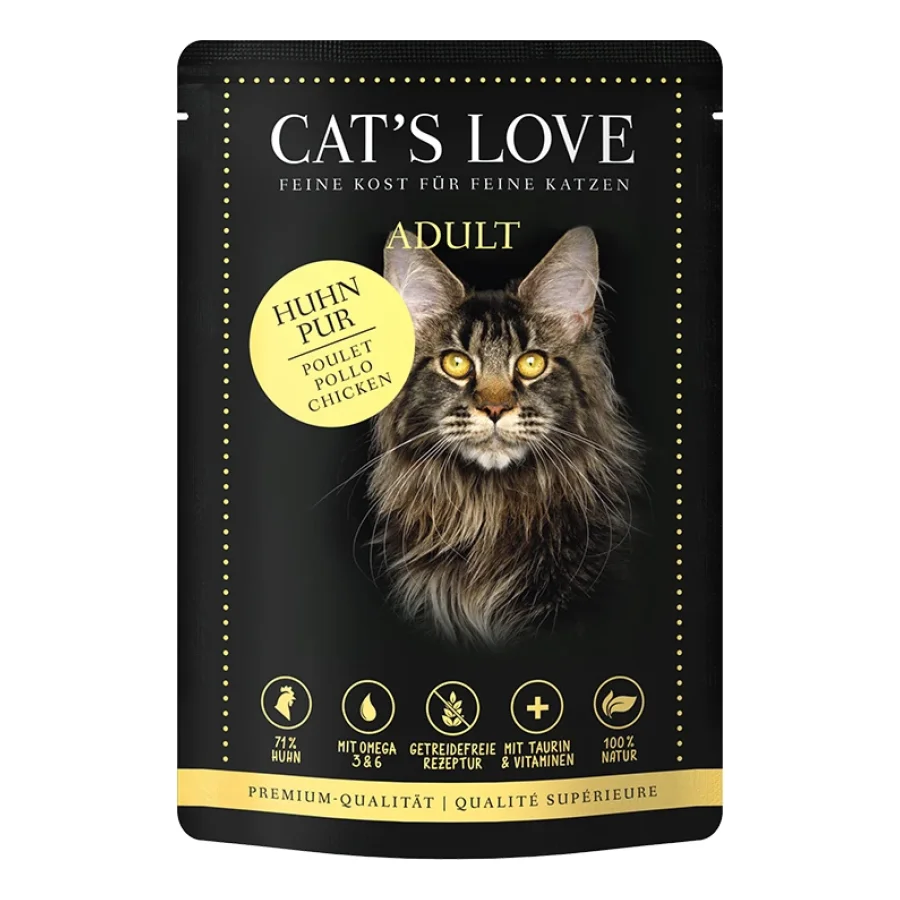 CAT'S LOVE Amour de Chat Nourriture Humide Chat Adulte en Gelée Pur poulet 24x85 g