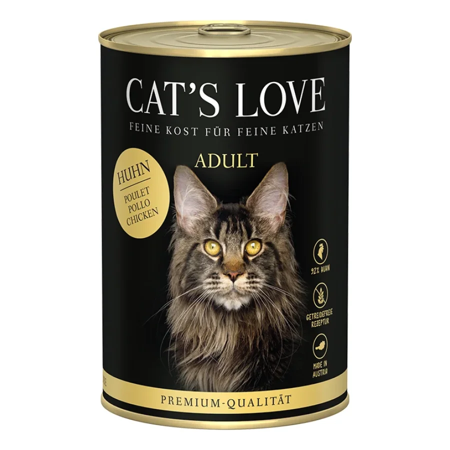 CAT'S LOVE Nourriture humide chat adulte Pur poulet 6x400 g