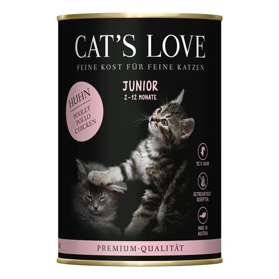CAT'S LOVE Nourriture humide chat junior Poulet 12x400 g