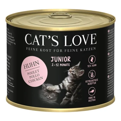 CAT'S LOVE Nourriture humide chat junior Poulet 24x200 g