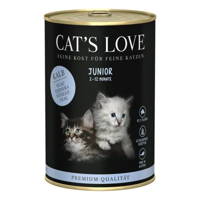 CAT'S LOVE Nourriture humide chat junior Veau 6x400 g