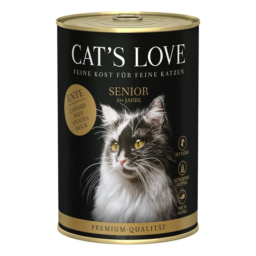 CAT'S LOVE Nourriture humide chat senior Canard 12x400 g