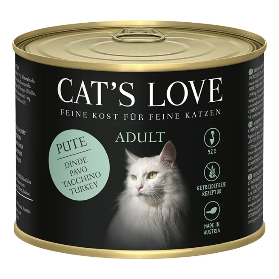 CAT'S LOVE Nourriture humide pour chat adulte Dinde 12x200 g