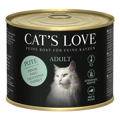 CAT'S LOVE Nourriture humide pour chat adulte Dinde 24x200 g