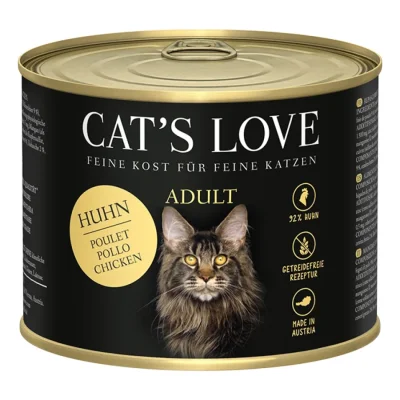CAT'S LOVE Nourriture humide pour chat adulte Poulet 12x200 g