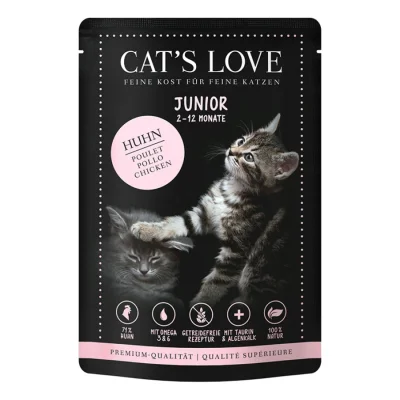 CAT'S LOVE Nourriture pour chatons en gelée Poulet avec chaux d’algues et huile de chardon 24x85 g