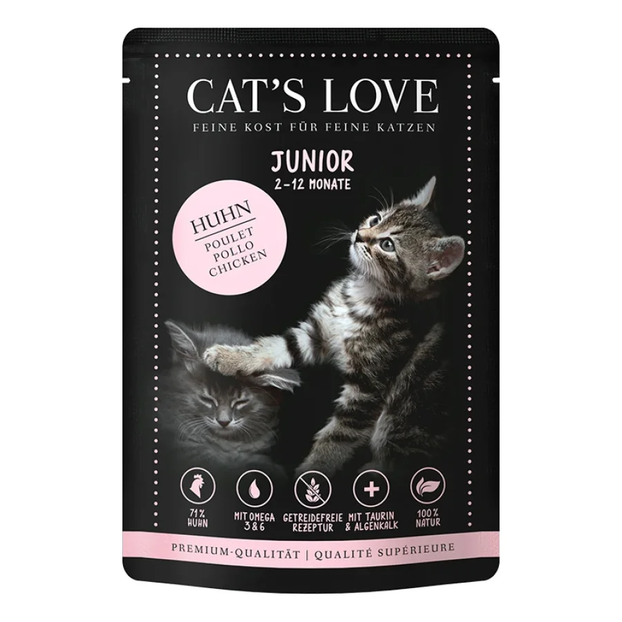 CAT'S LOVE Nourriture pour chatons en gelée Poulet avec chaux d’algues et huile de chardon 24x85 g