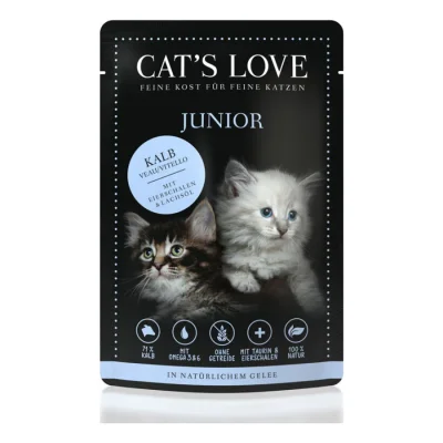 CAT'S LOVE Nourriture pour chatons en gelée Veau, coquilles d’œufs, huile de saumon 48x85 g