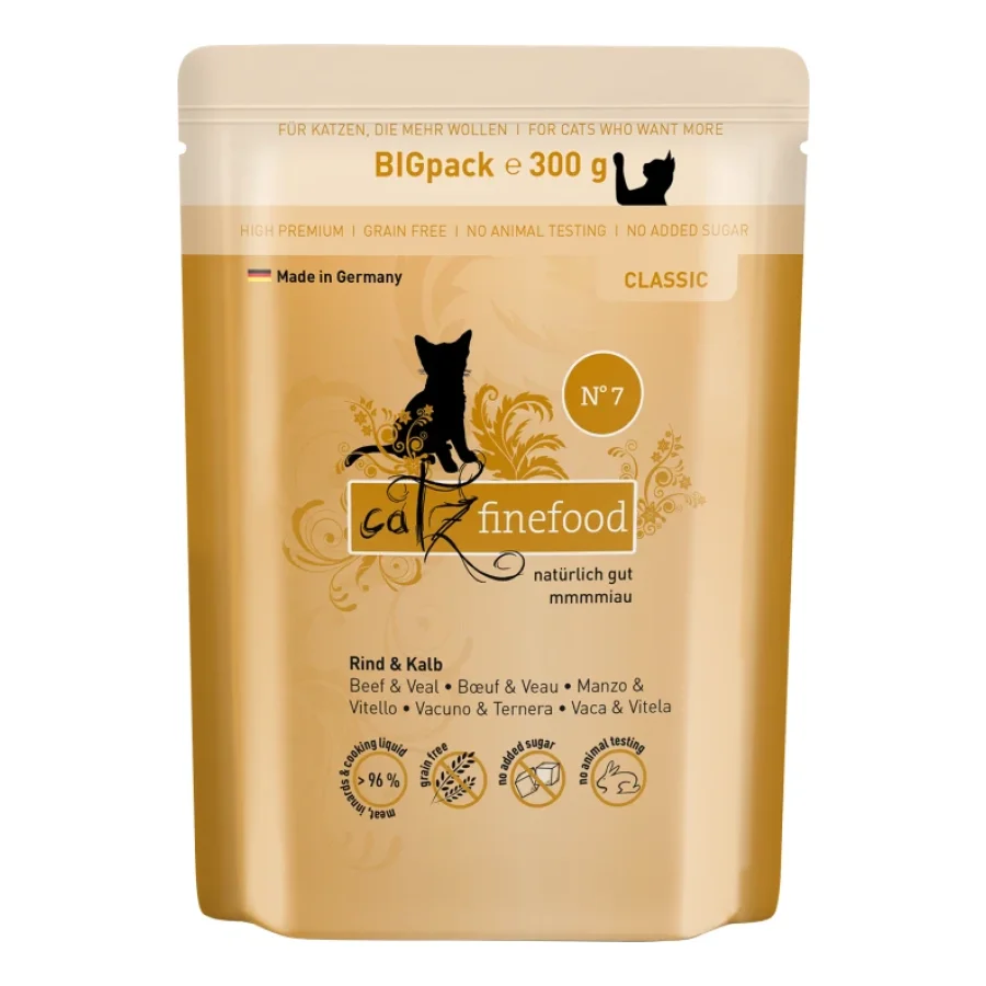 Catz finefood Nourriture humide chat Classic Adult N° 7 bœuf et veau 24x300 g