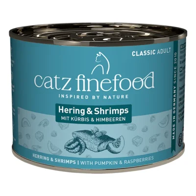 Catz finefood nourriture humide chat Classic Adulte Hering und Shrimps 24x200 g