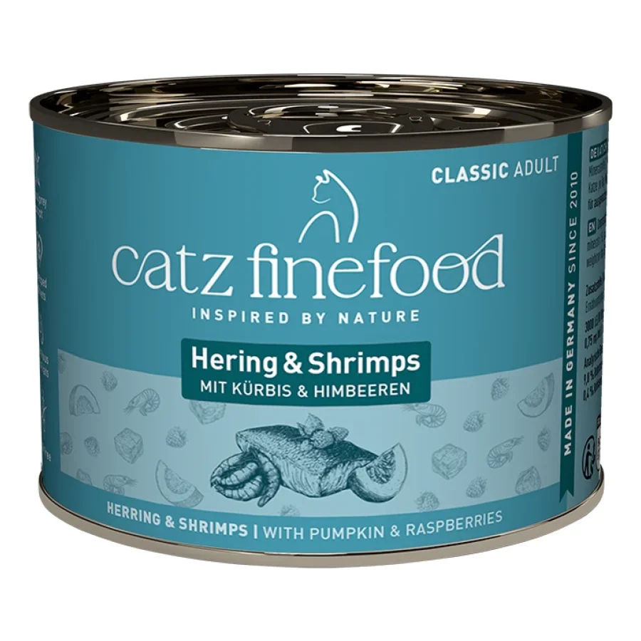 Catz finefood nourriture humide chat Classic Adulte Hering und Shrimps 24x200 g