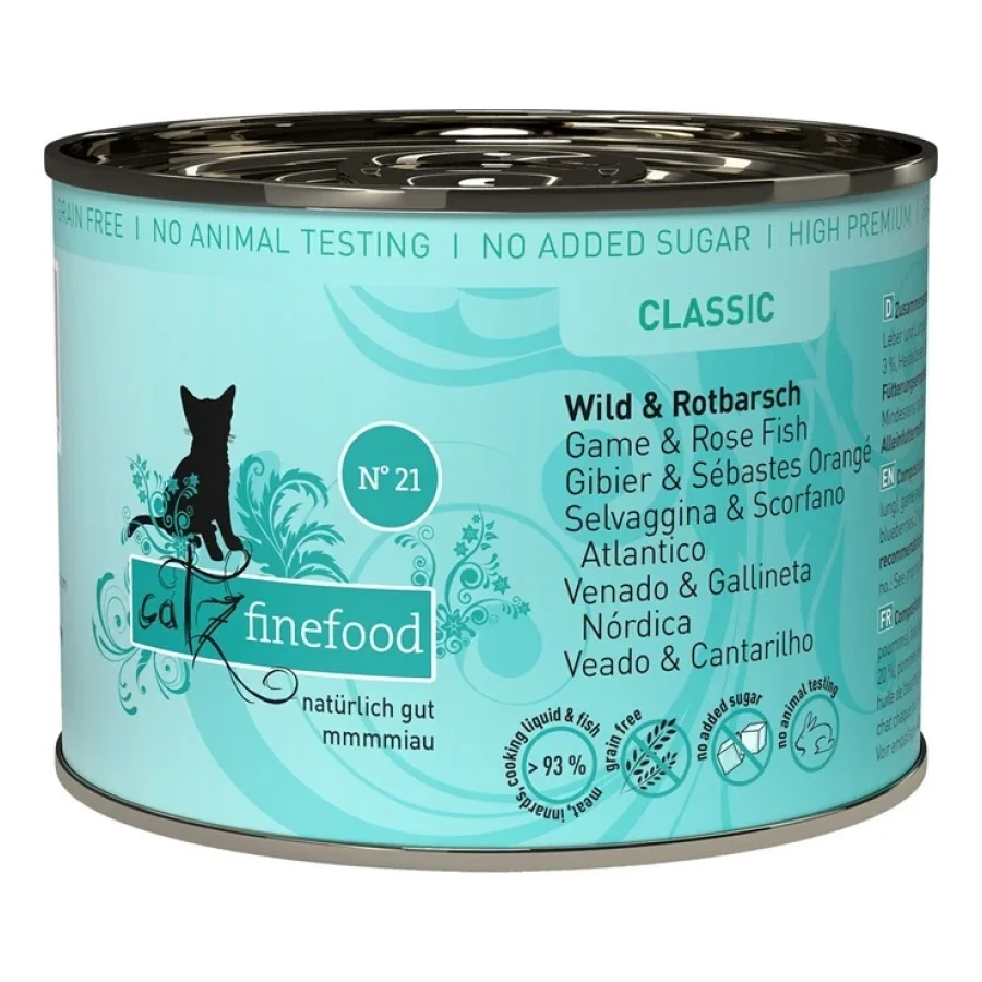 Catz finefood nourriture humide chat Classic Adulte N° 21 gibier et sébaste 12x200 g